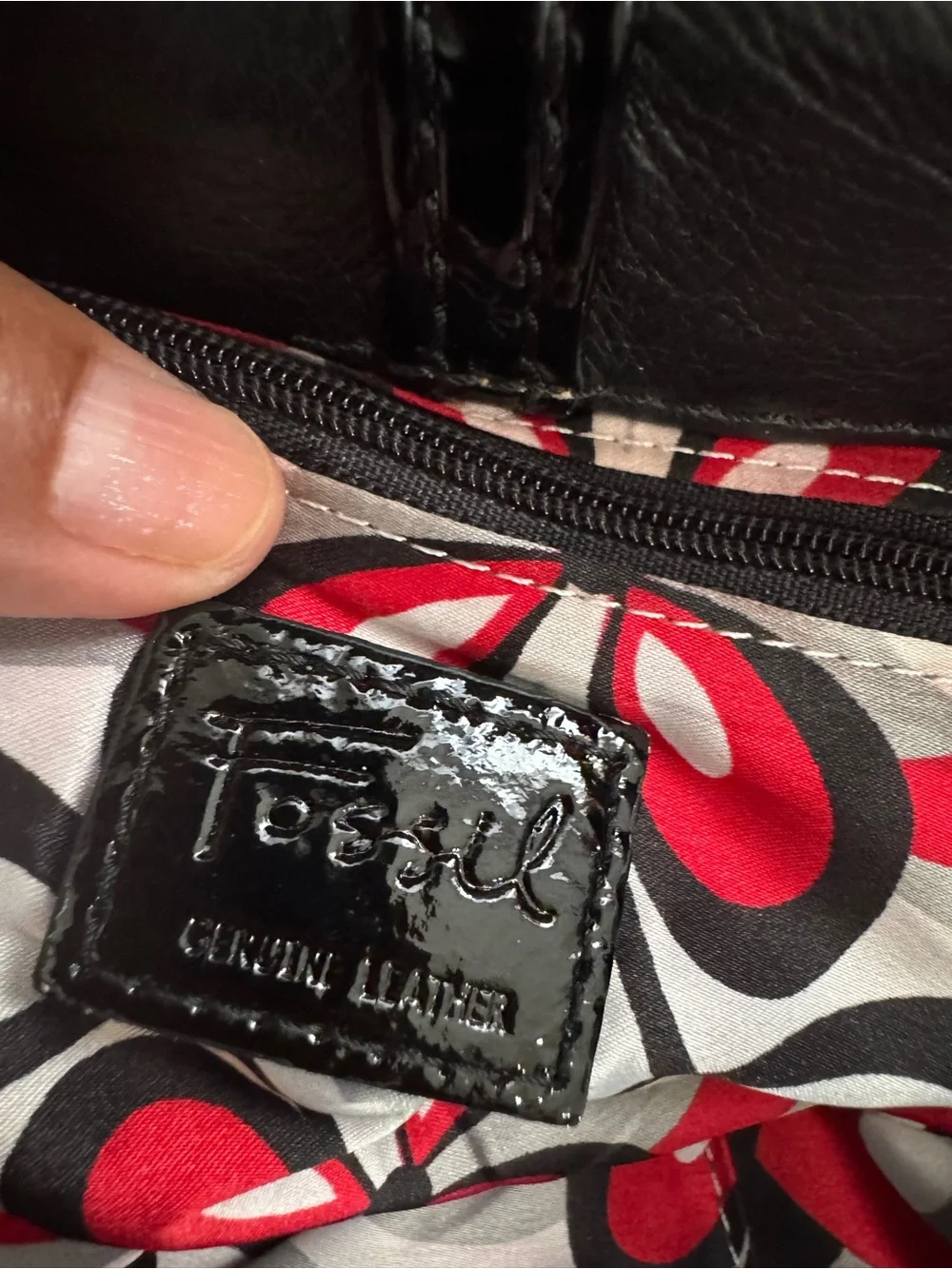 Low Start‼️tGood- Vintage - Fossil Black Leather clutch with Red & White Flora